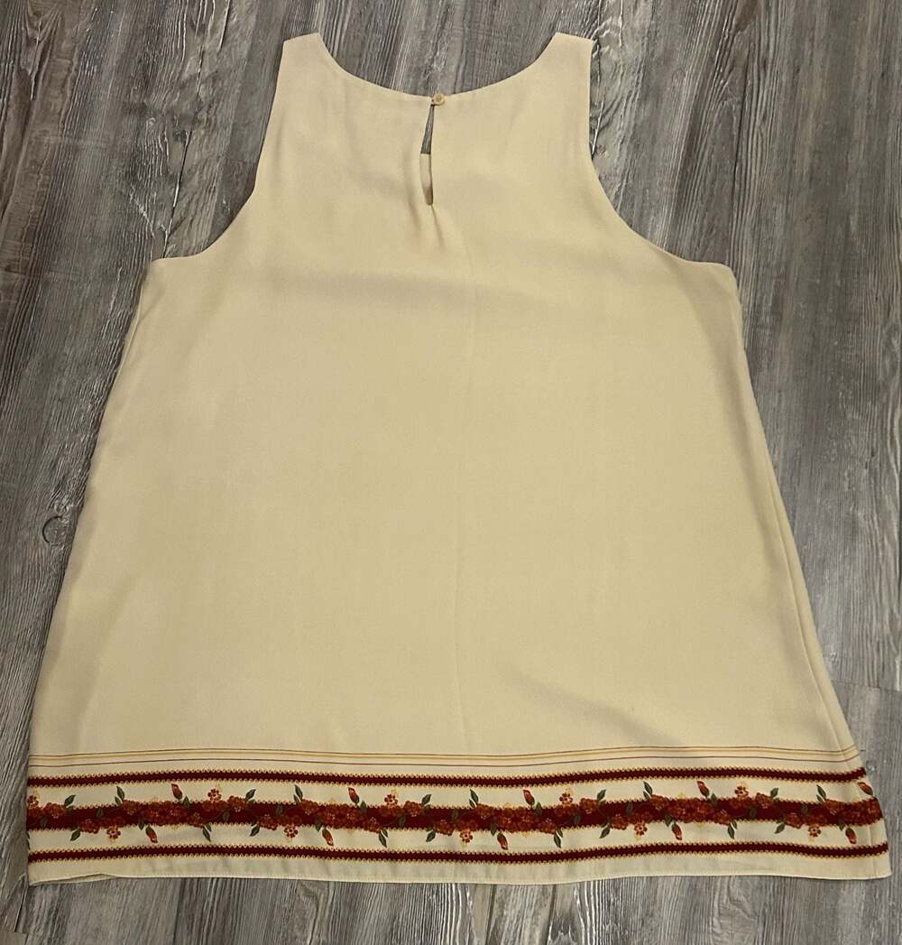 Sophie Max Studio Beige Floral Print Trapeze Tank Blouse Top - Picture 6 of 8